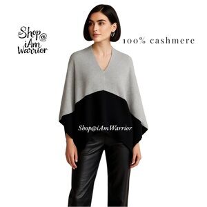 Pure Amici 100% fine knit cashmere colorblock poncho *shop@iamwarrior